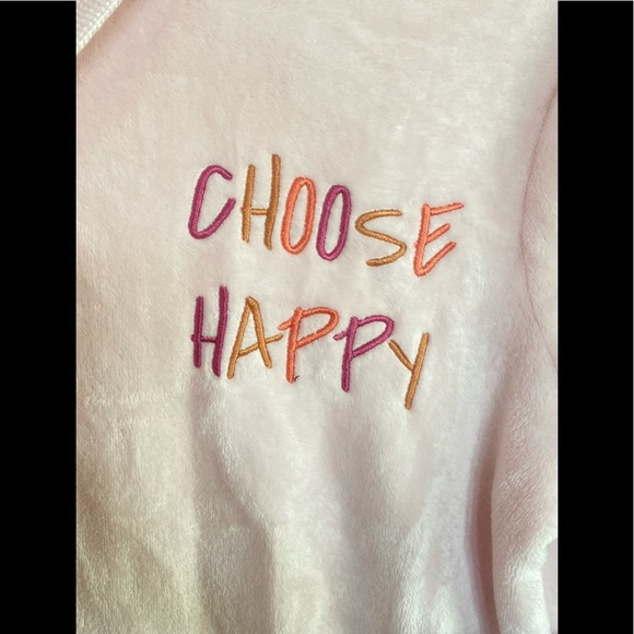 NEW Fifth Sun Women’s Pullover Fleece Sherpa ‘Choose Happy’ Hooded Hoodie Pink M - Picture 5 of 6